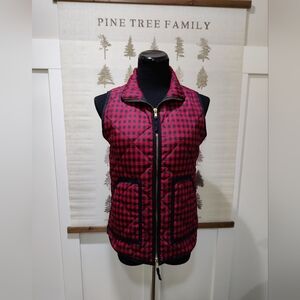 J.Crew Buffalo Plaid Quilted Excursion Vest Red Black XS